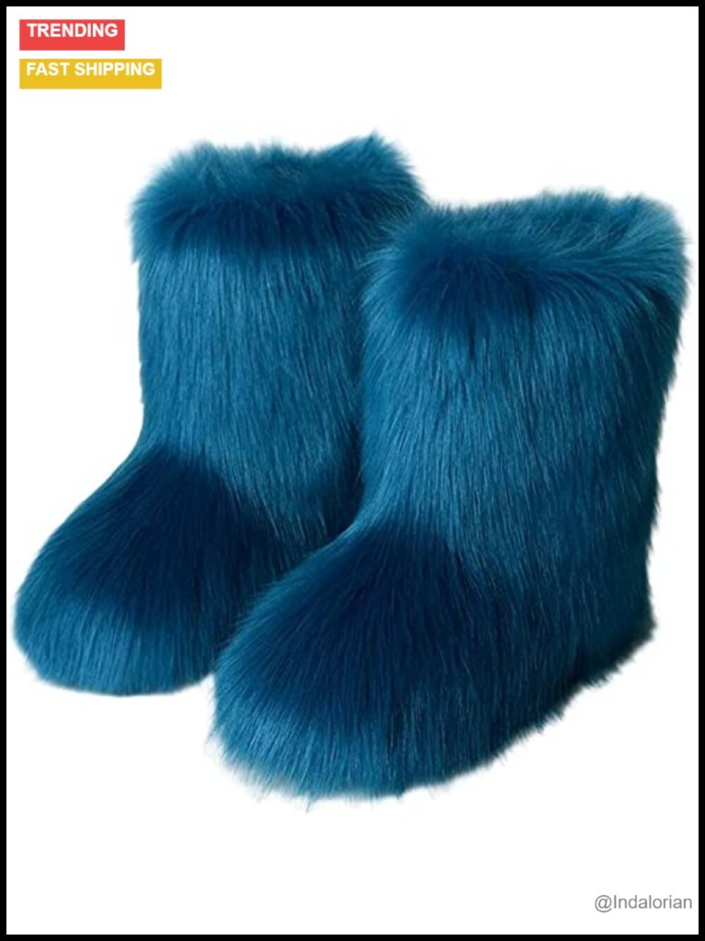 Faux Fur Mid-Calf Snow Boots Fluffy Fuzzy Winter Shoes